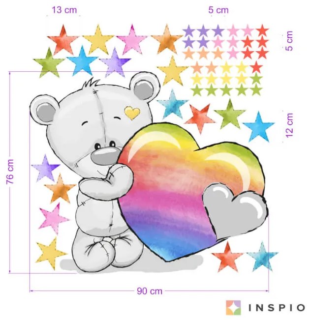 INSPIO Falmatrica - Színes maci csillagokkal