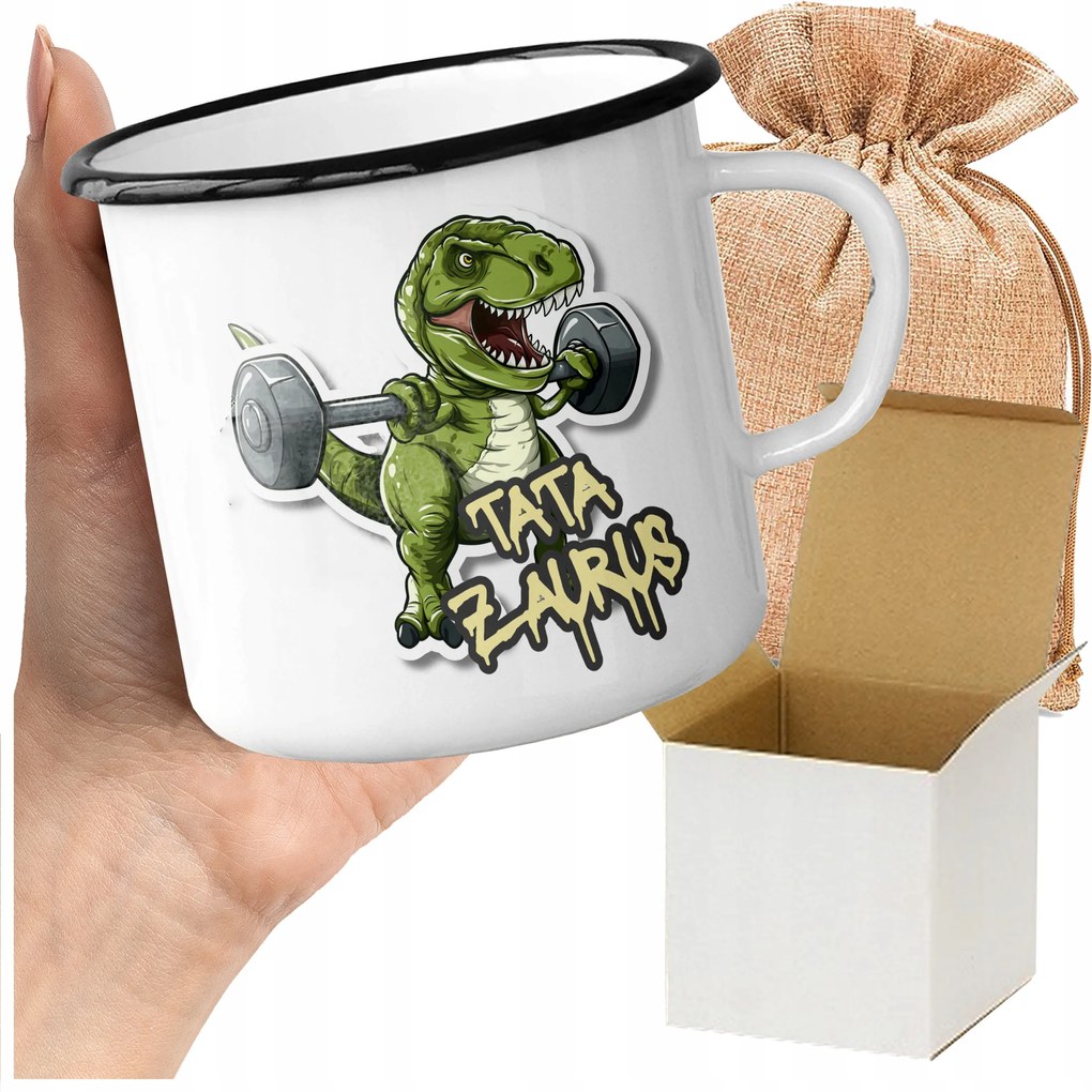 Bögre_zománcozott Nyomott Mintás Apa Zaurus Vicces Ajándék Apák Napja