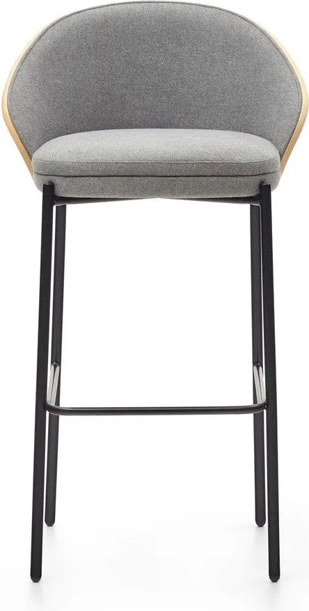 Szürke-natúr színű bárszék (ülésmagasság 77 cm) Eamy – Kave Home
