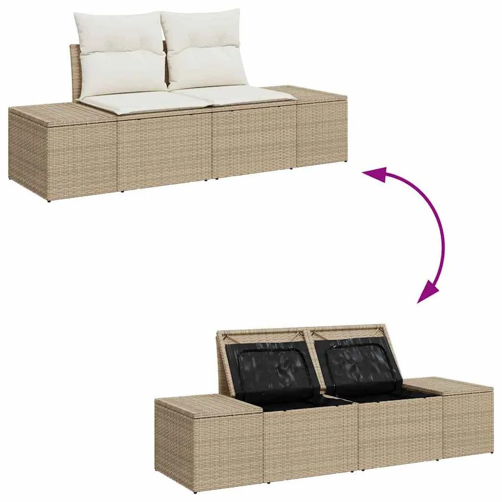 Kerti Kanapé Szett 6 pcs bézs és krémszínű 264 x 154 x 85 cm