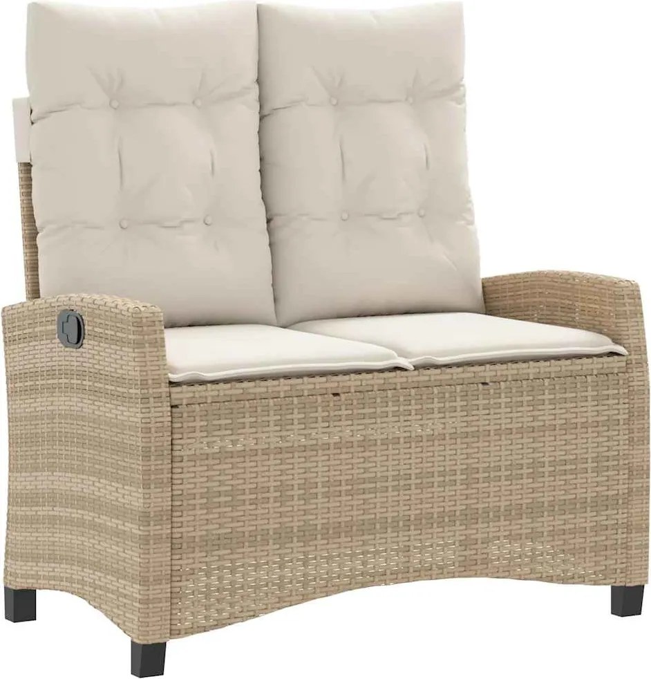 vidaXL bézs polyrattan dönthető kerti pad párnával