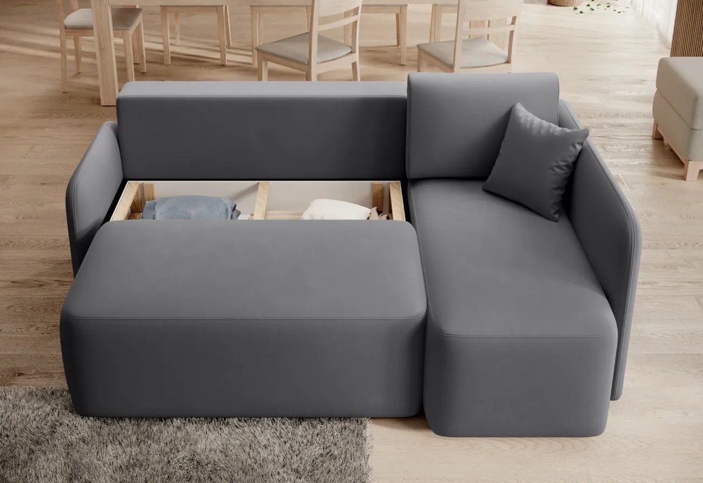 AKCIÓ Sötétszürke sarok ülőgarnitúra HADSON jobb sarok II. osztály