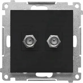 Simon 55 Dupla Antenna aljzat F típus Süllyesztett Fekete matt