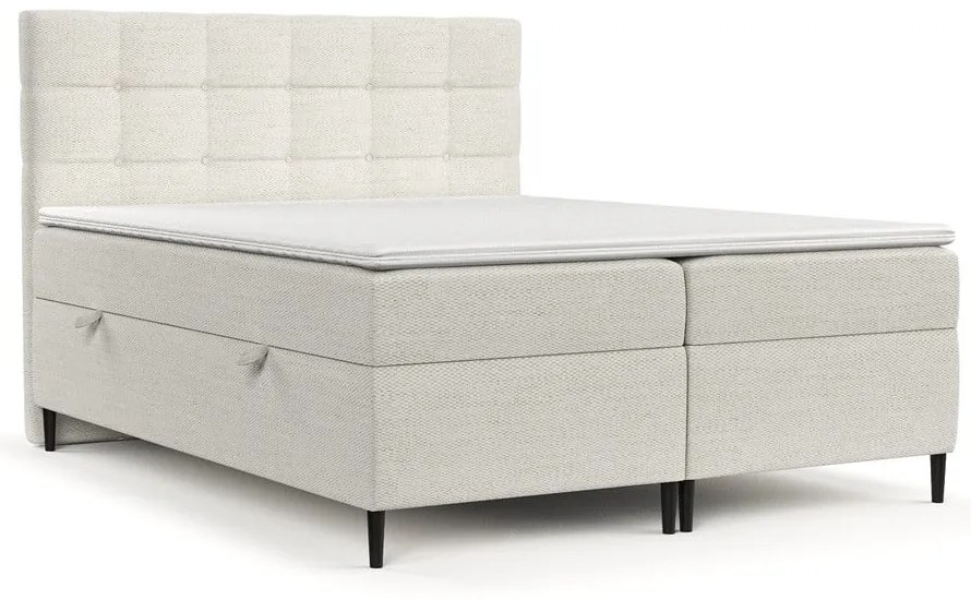 Krémszínű ágyneműtartós boxspring ágy 200x200 cm Urbaneo – Maison de Rêve