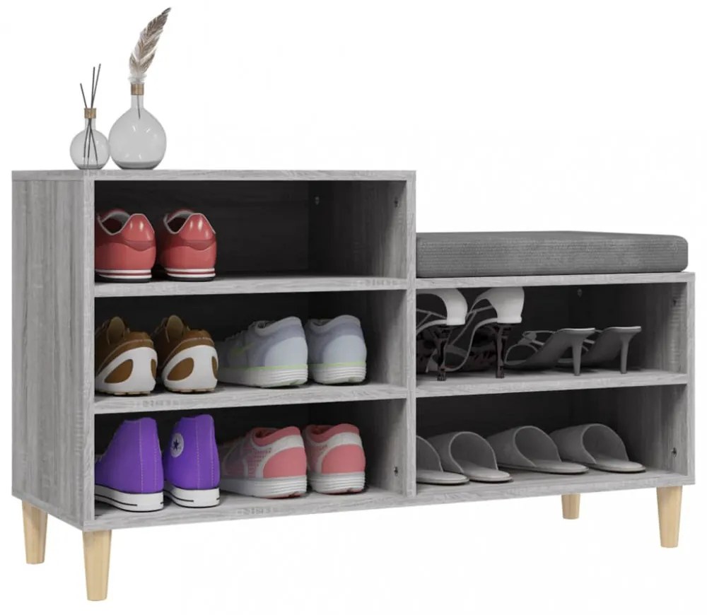 vidaXL szürke sonoma színű szerelt fa cipősszekrény 102x36x60 cm