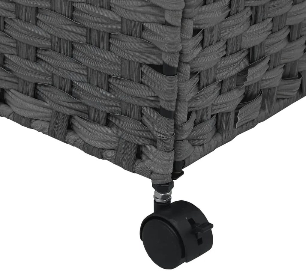 szürke rattan szennyeskosár kerekekkel 60x35x60,5 cm
