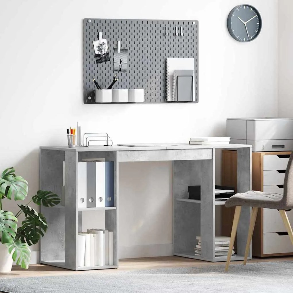 Íróasztal tárolóval Beton szürke 130 x 50.5 x 75 cm Faanyag