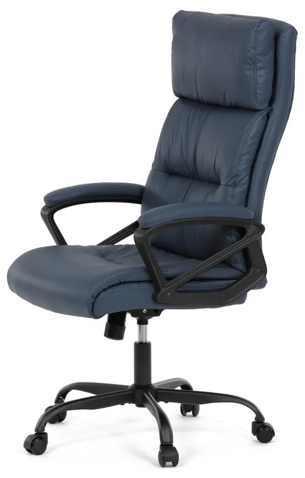 Scaun pivotant de birou confortabil în albastru cu tapițerie din piele artificială. KA-Y346