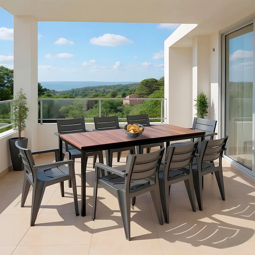 Amari Large 8+1 kerti bútor garnitúra szett dió-grafit