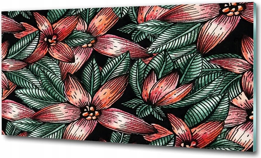 Fotó kép edzett üveg Virágos minta 125x50