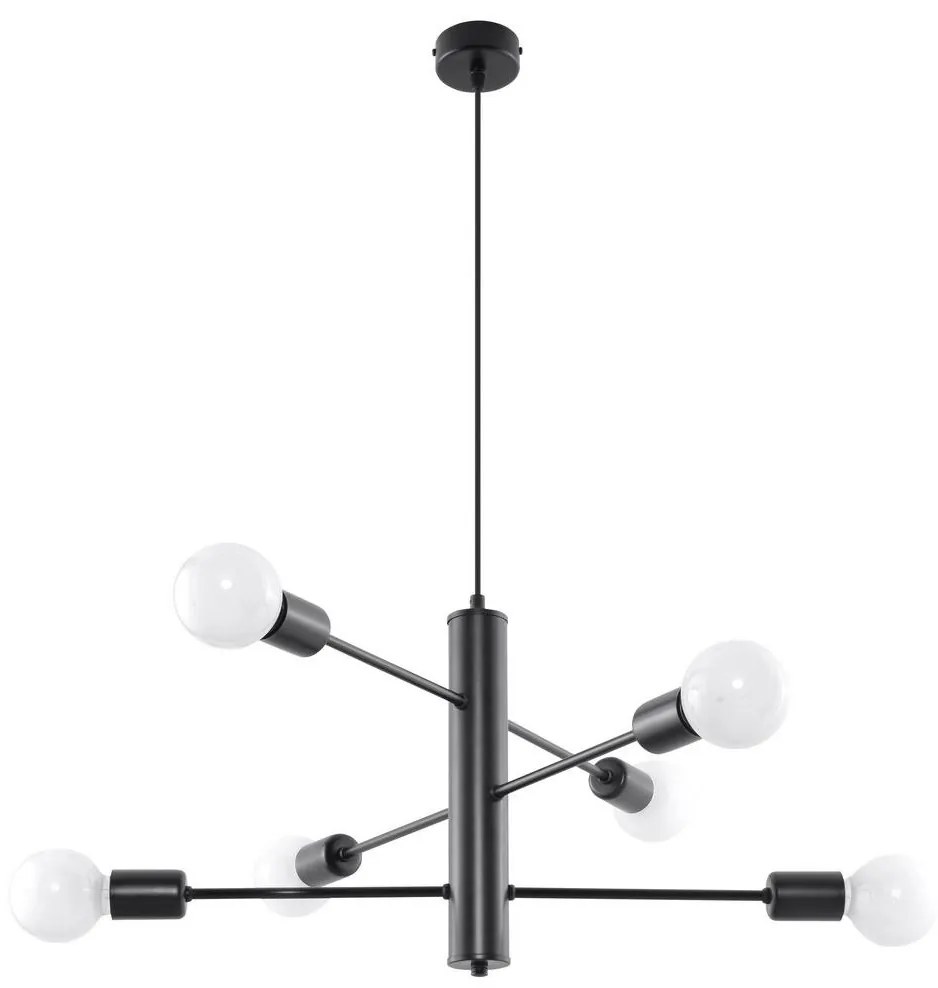 Csillár zsinóron DUOMO 6 6xE27/60W/230V fekete