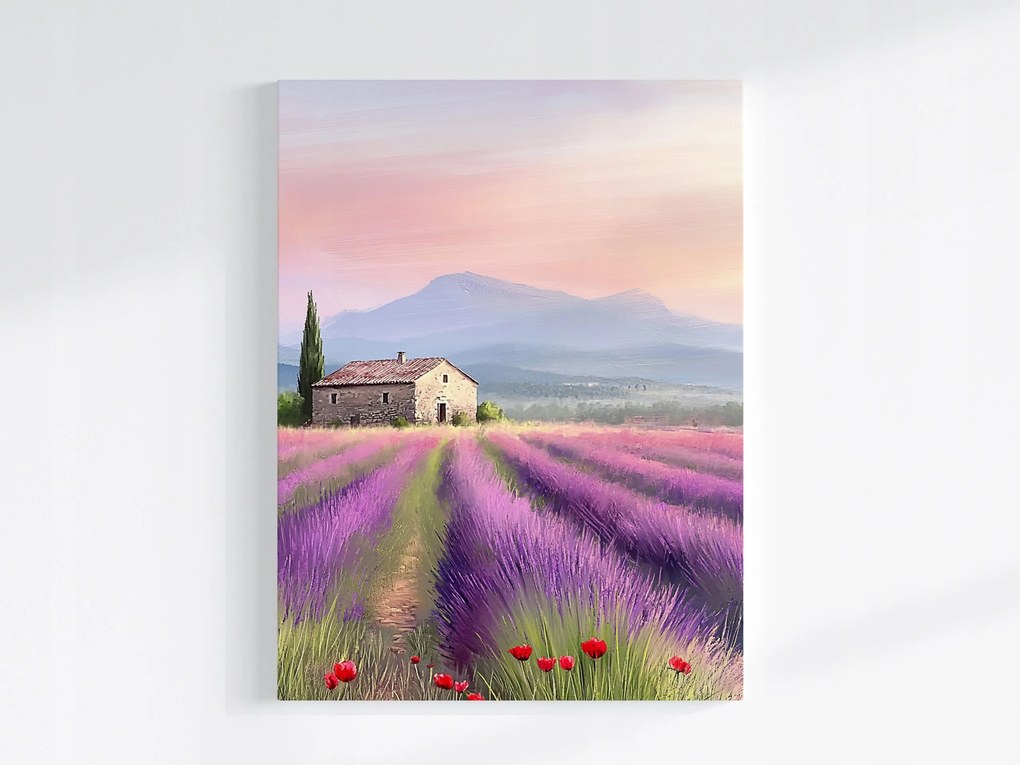 Vászonkép Canvas Tájkép Franciaország Provence Mező Levendula Virágok 75x100