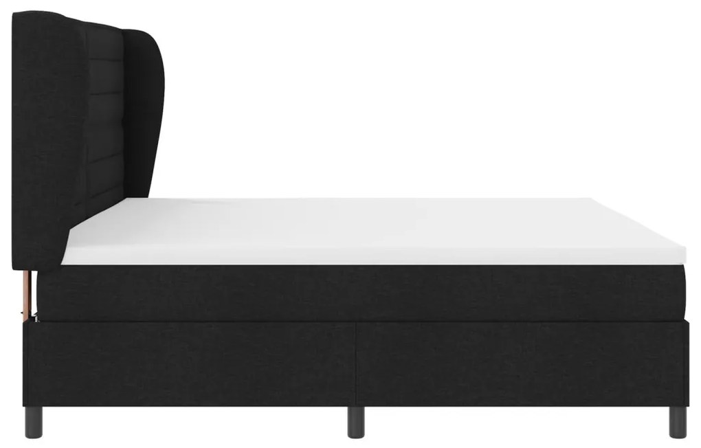 Boxspring Ágy Matrac Közepes Fekete 200x200 cm Szövet