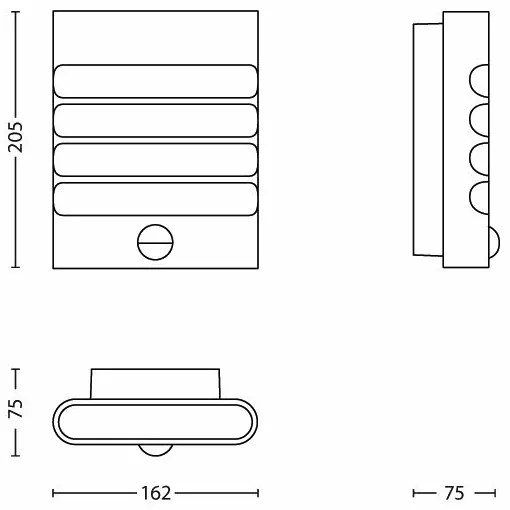 Philips 17274/47/16 - RACCOON LED 3 W kültéri lámpa mozgásérzékelővel, IP44