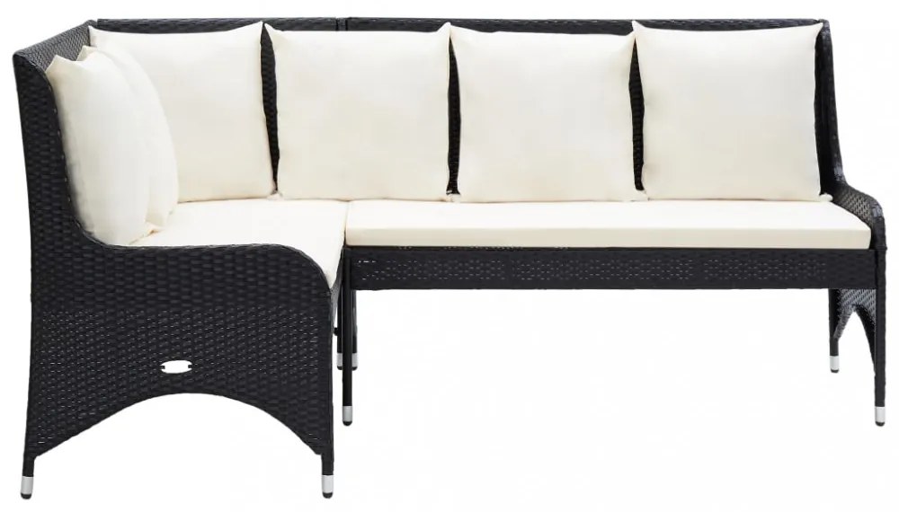 2 db fekete polyrattan kerti sarokkanapé