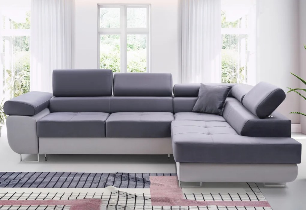 ALFA sarok kanapéágy, 273x70/85x203, sioux 1115/lux 23, bal sarok