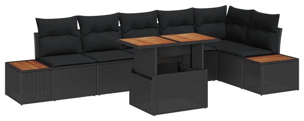 vidaXL Kert étkező szett párnával 7 pcs Fekete és Barna