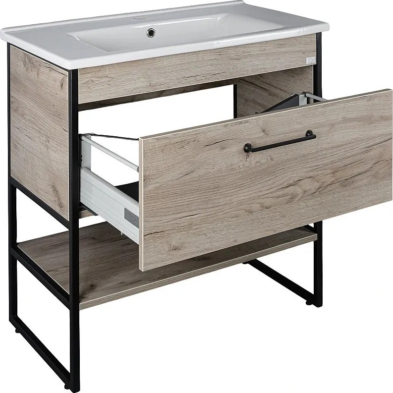 TMP IRON 85 álló fürdőszobabútor - Sanovit ATRIA 9085 porcelán mosdóval - 85 x 45,5cm