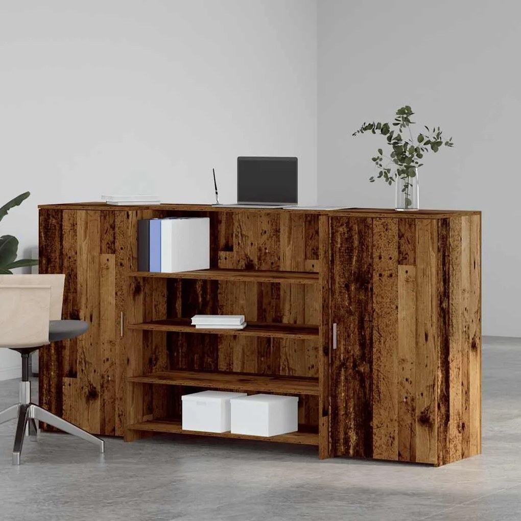 recepciós pult antik fa 200x50x103,5 cm szerelt fa