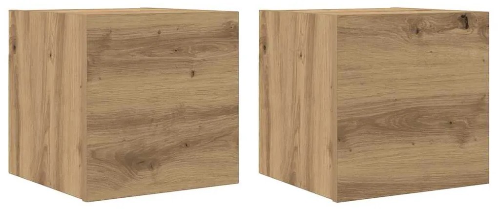 2 db kézműves tölgy falra szerelhető TV-szekrény 30,5x30x30 cm
