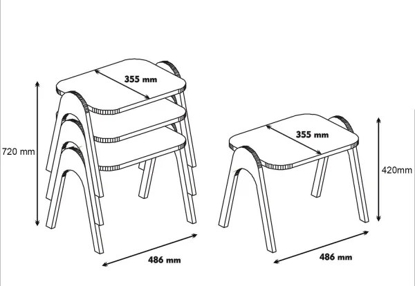 SZETT 3x PARIS dohányzóasztal krémbarna/barna színben