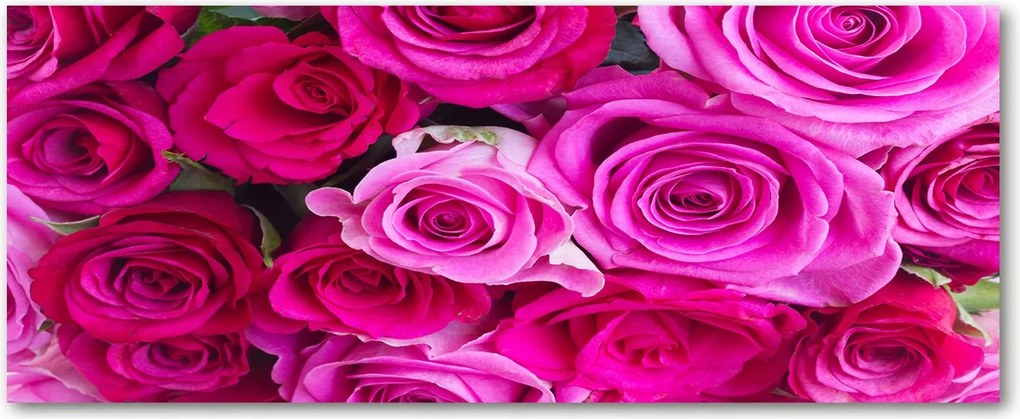 Edzett üveg panel Rózsaszín rózsa csokor XXL