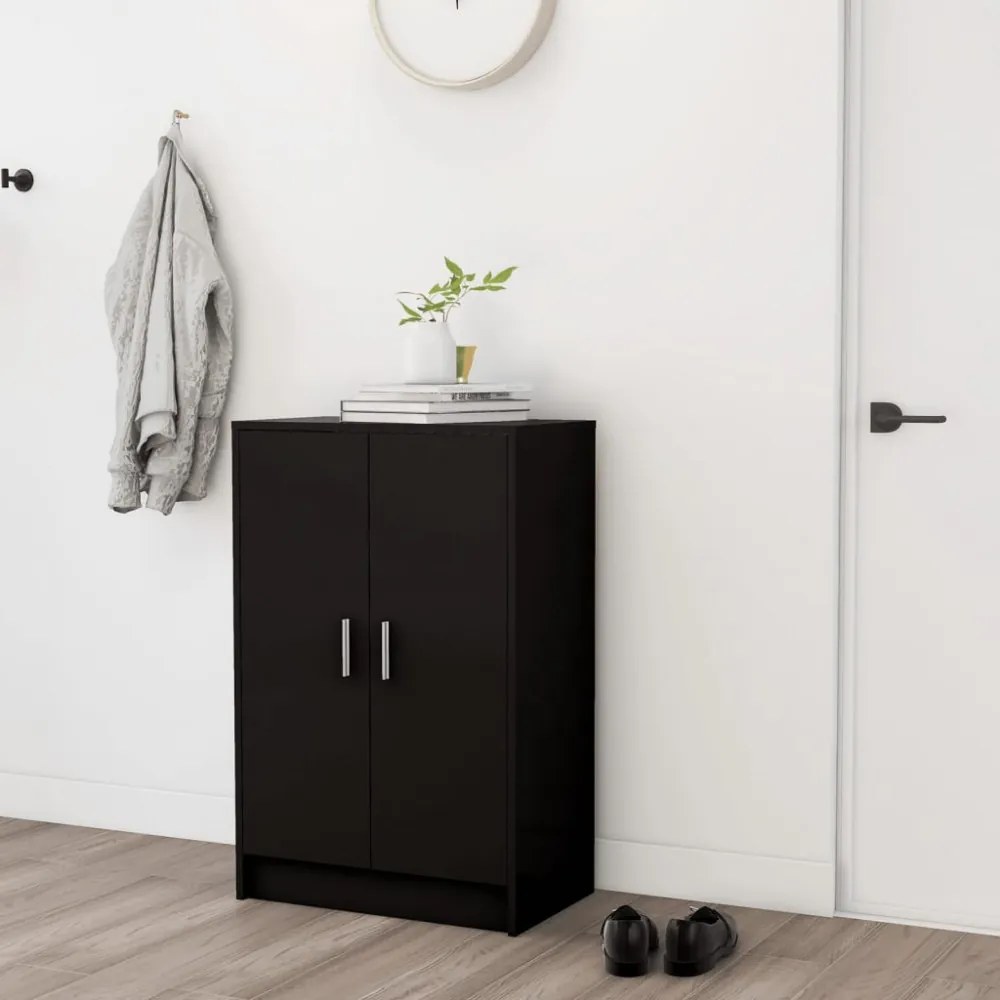fekete szerelt fa cipősszekrény 60 x 35 x 92 cm