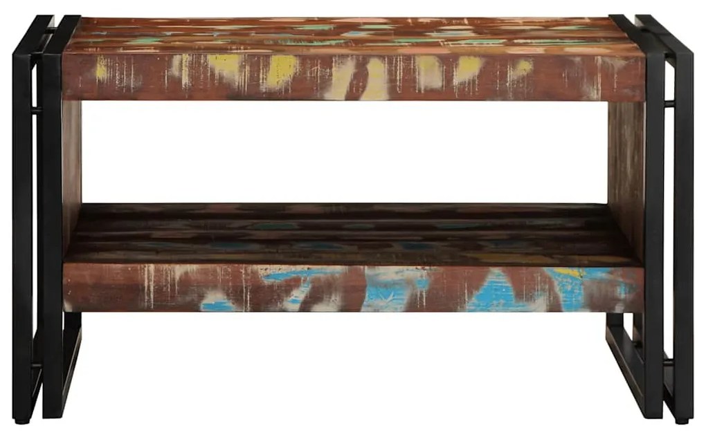 Többszínű tömör újrahasznosított fa dohányzóasztal 90x50x38cm