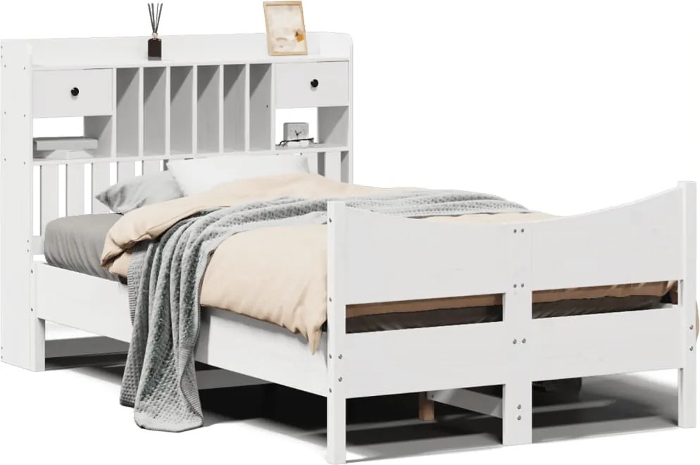 vidaXL fehér tömör fenyőfa ágy matrac nélkül 135 x 190 cm