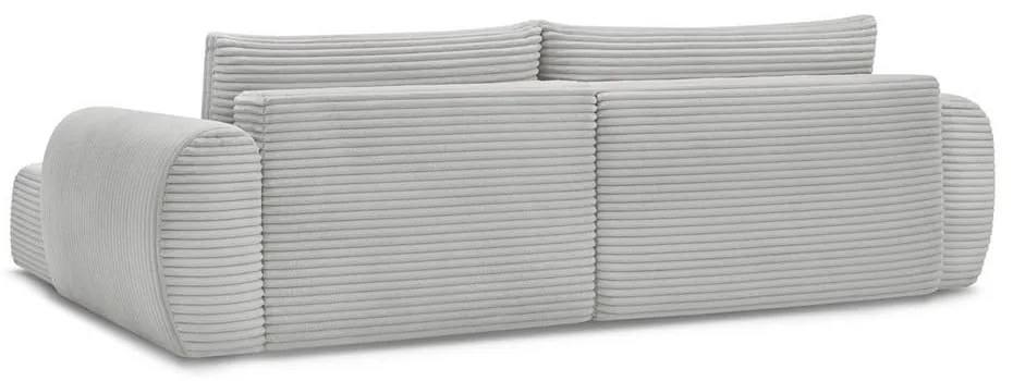 Világosszürke kordbársony kinyitható sarokkanapé (jobb oldali) Lucien – Bobochic Paris