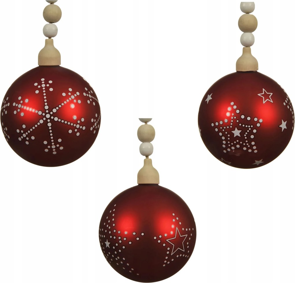 Üveggömb piros karácsonyfadísz korallok