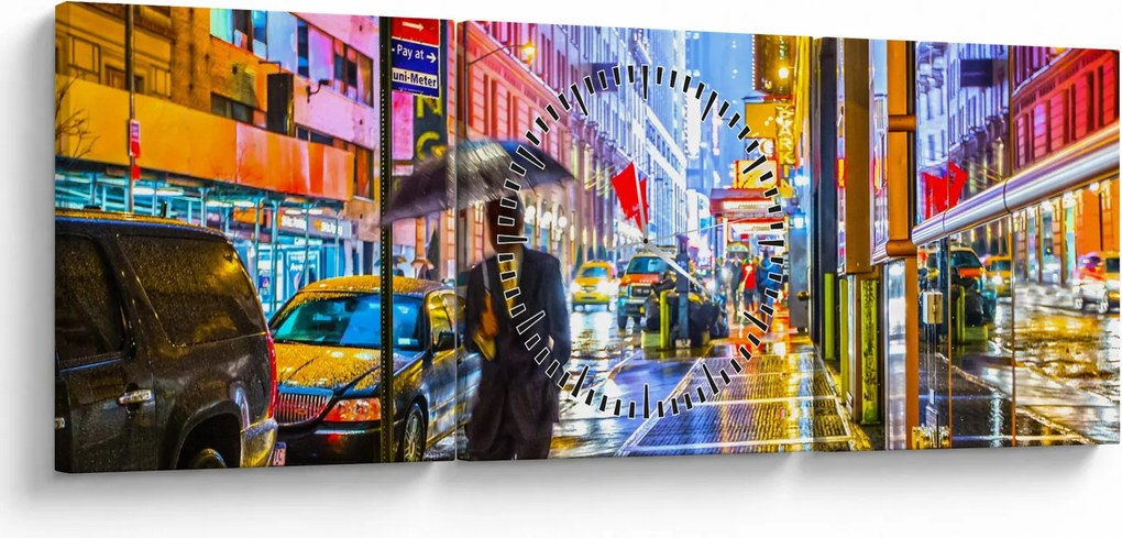 Kép - Város neonfényben (órával) (90x30 cm)