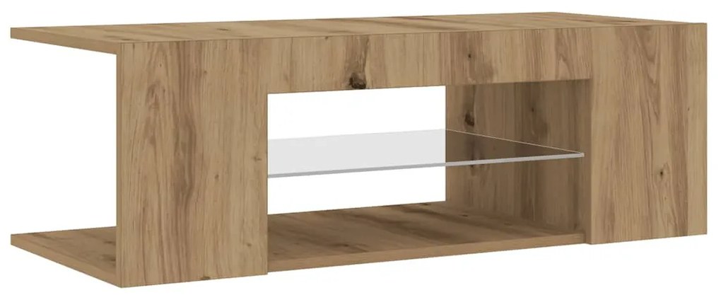 kézműves tölgy szerelt fa TV-szekrény LED-ekkel 90x39x30 cm