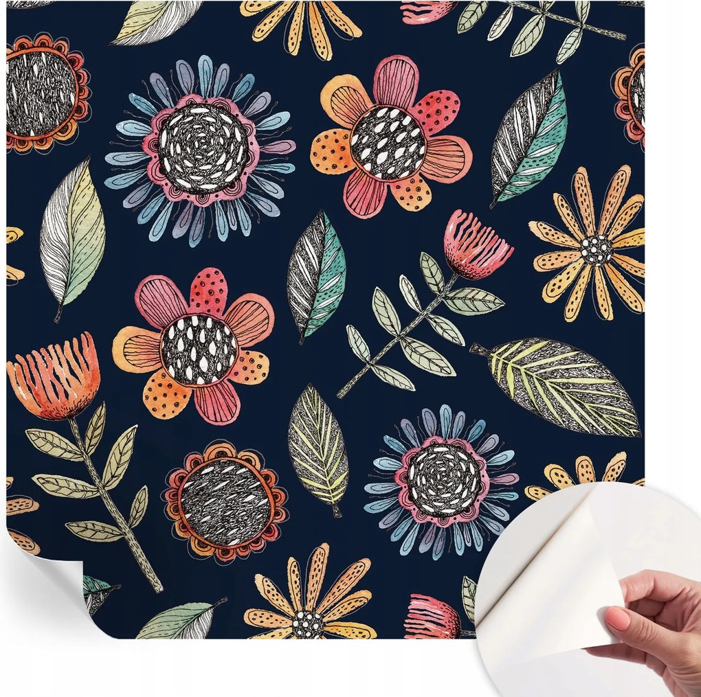 Modern öntapadós fali fotótapéta Virágos mozaik 250x250 cm