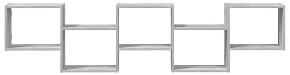 szürke sonoma színű szerelt fa fali kockapolc 5 rekeszes színű