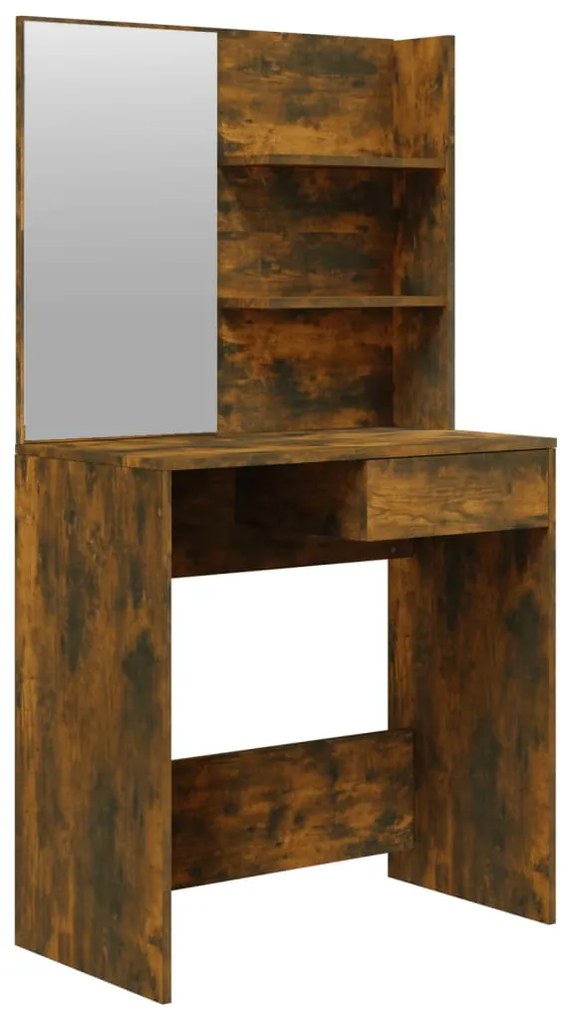 Füstös tölgyszínű fésülködőasztal tükörrel 74,5 x 40 x 141 cm