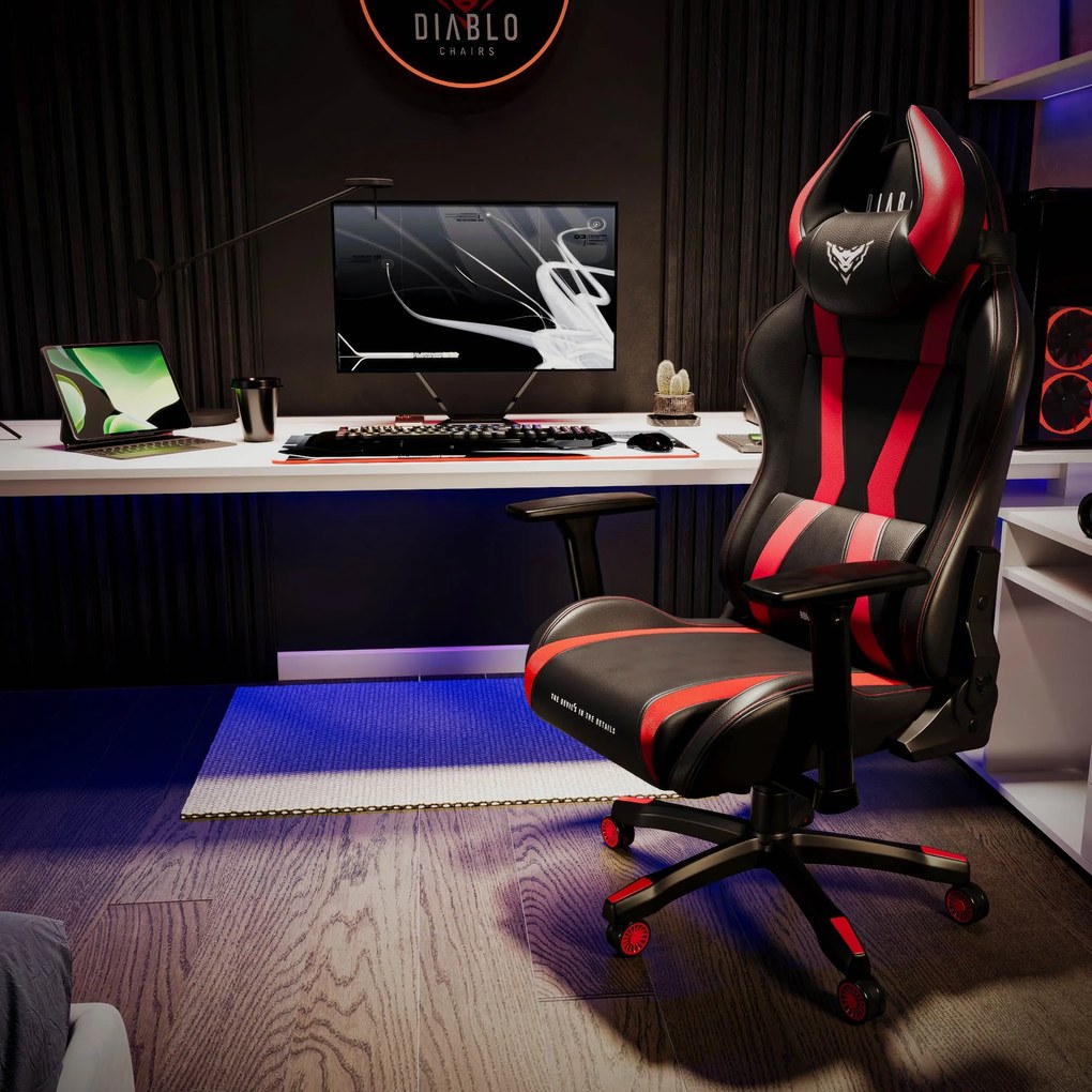 Gamer szék műbőr Small Size, fekete-piros: Diablo X-Horn 2.0