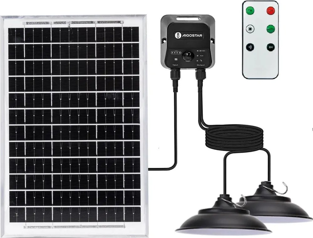 Aigostar - LED napelemes csillár érzékelővel 2xLED/35W/12V 6000mAh 6500K átm.15cm + távirányító