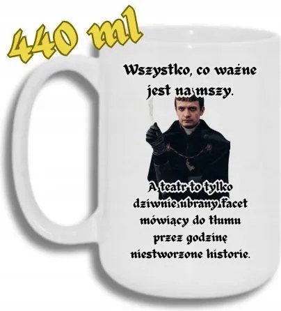 Bögre Fehér Nagy 440ML Vicces Ajándék 1670 Minden Ami Fontos A Misén