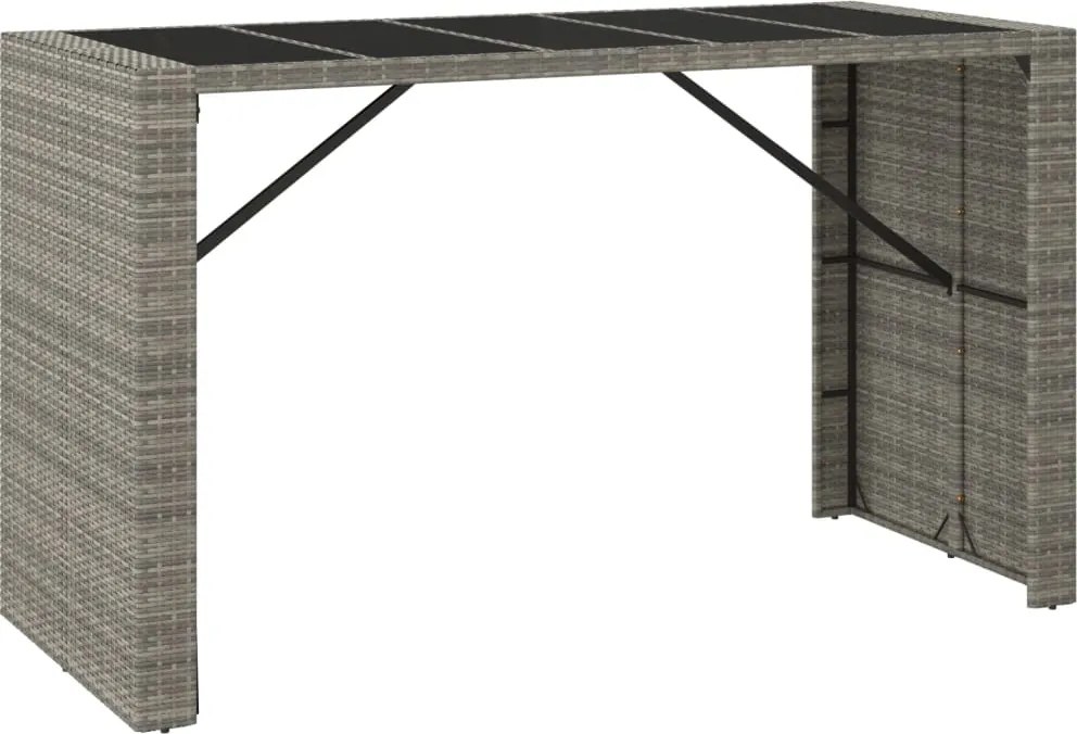 vidaXL szürke polyrattan üveglapos kerti asztal 185 x 80 x 110 cm