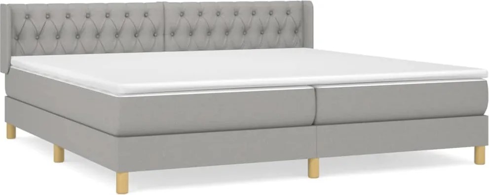 vidaXL világosszürke szövet rugós ágy matraccal 200 x 200 cm