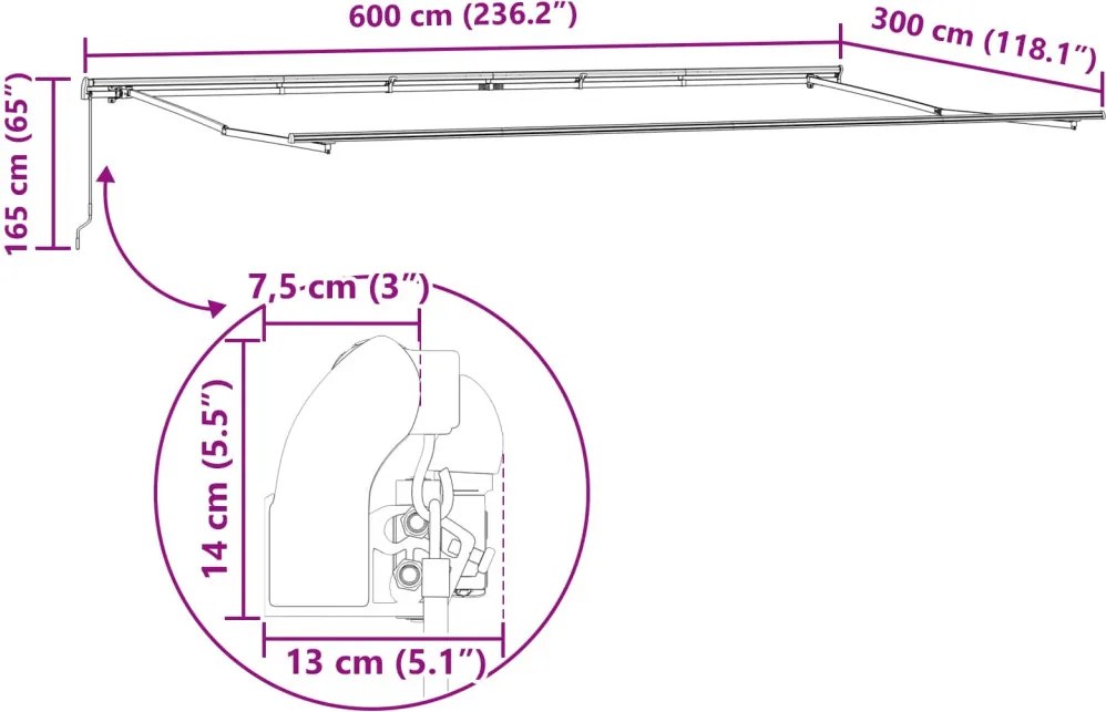 Behúzható napellenző Zöld és sárga 600 × 300 cm