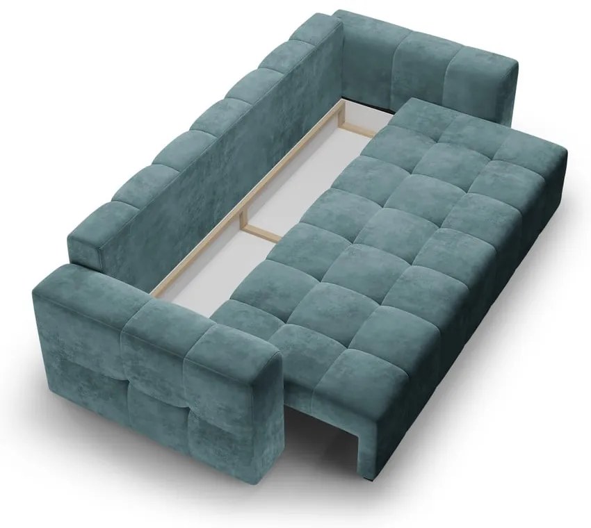 Luca kék kinyitható bársonykanapé - Milo Casa