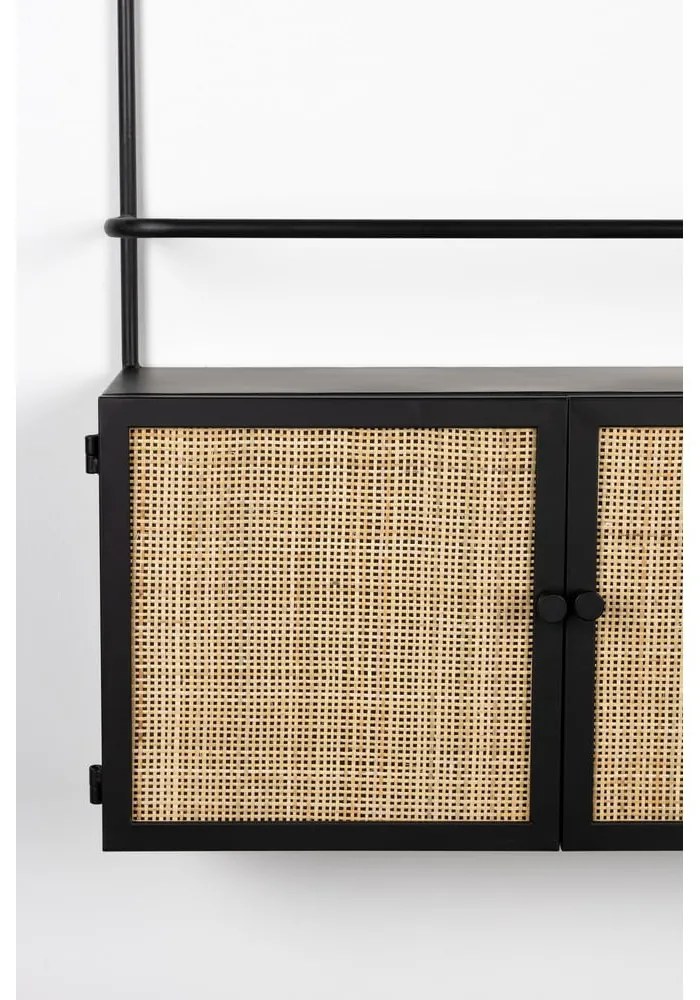 Fekete rattan bortartó szekrény Guuji - White Label