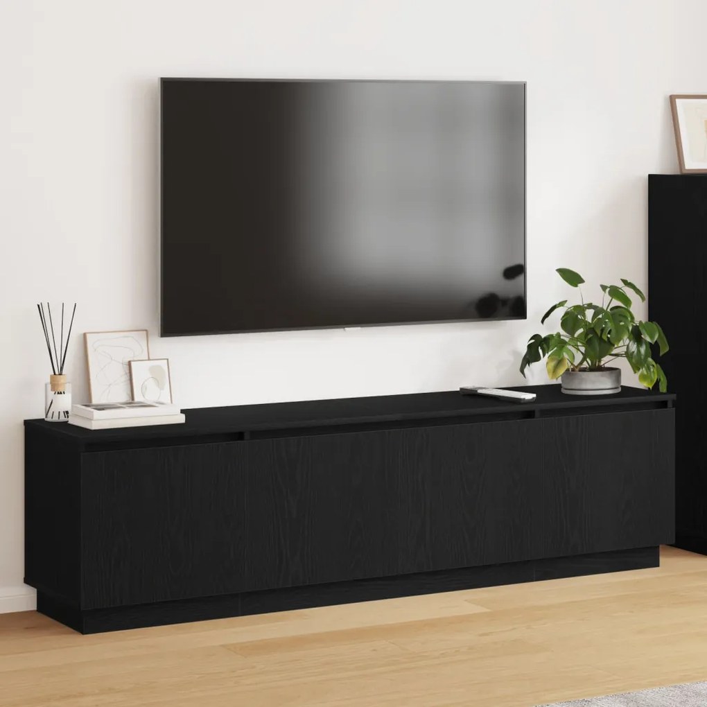TV állvány LED-del Fekete Tölgy 180x38x49 cm Műanyag