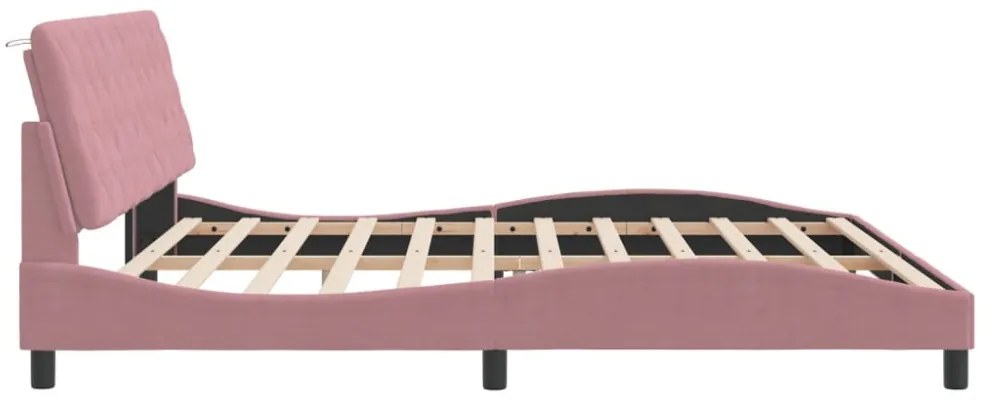 rózsaszín bársony ágykeret matrac nélkül 200 x 200 cm