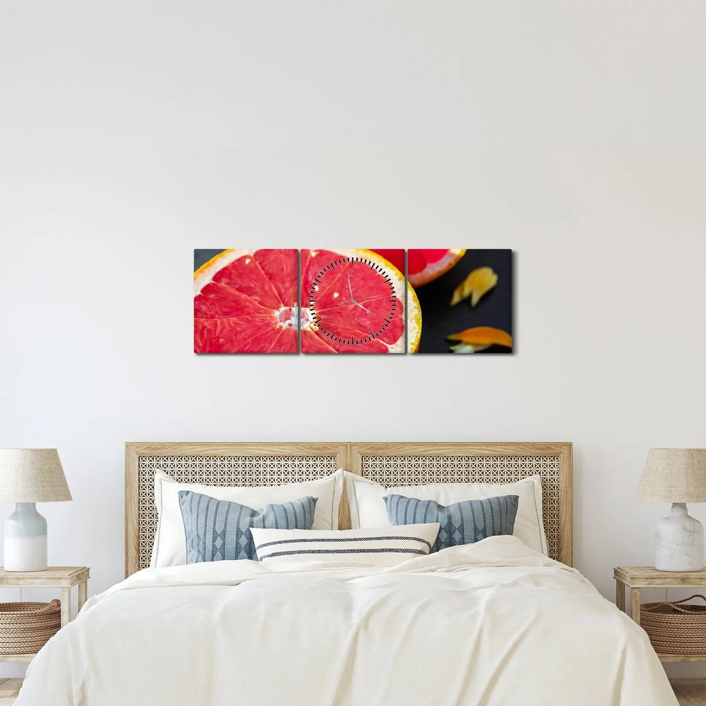 Szeletelt grapefruit képe (órával) (90x30 cm)