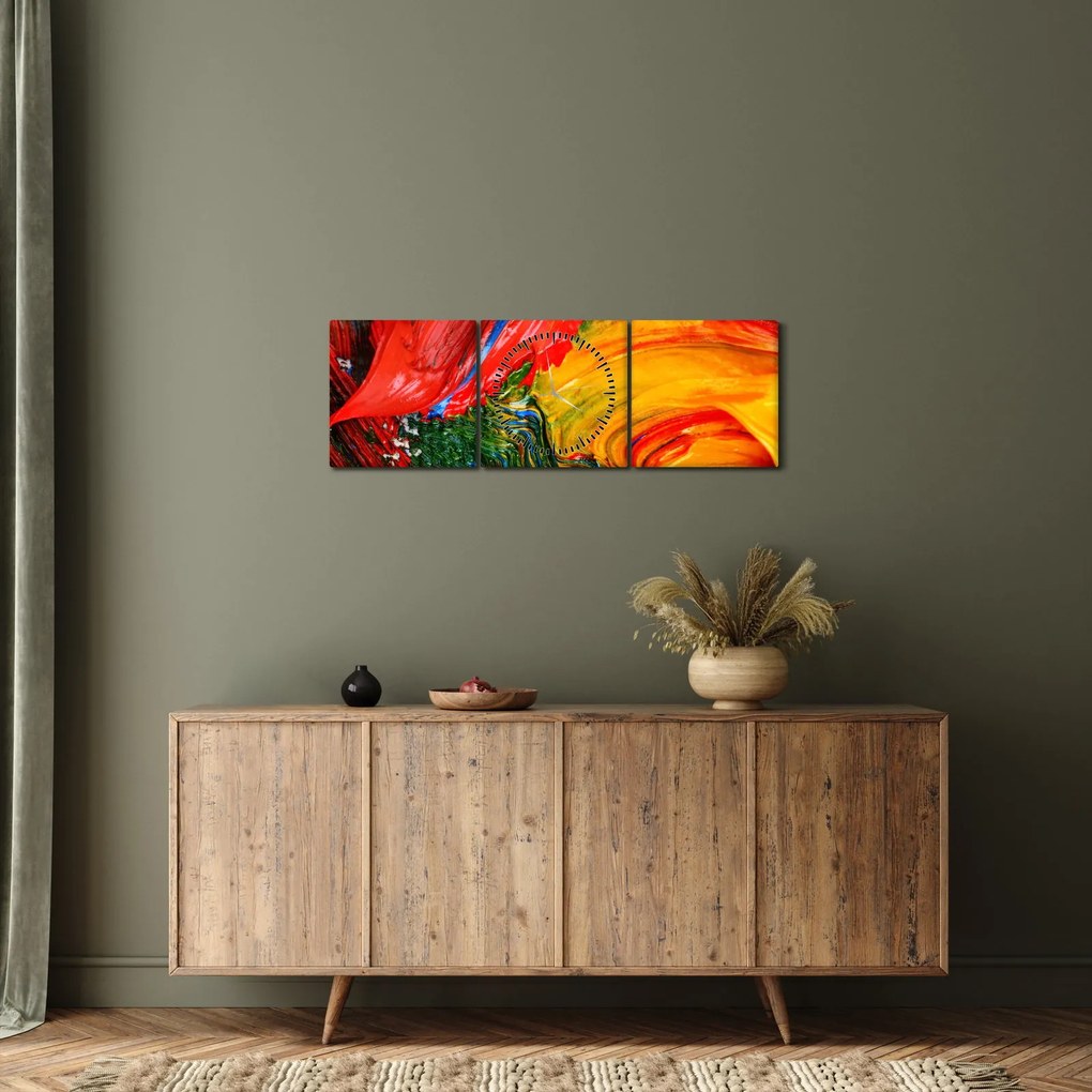 Kép - Kékítő absztrakció ecsettel (órával) (90x30 cm)