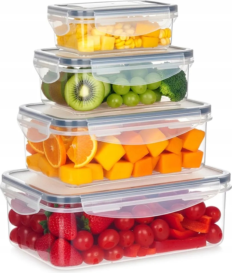 4x Konyhai légmentesen záródó ételtároló tartály tömítéssel tartály szett