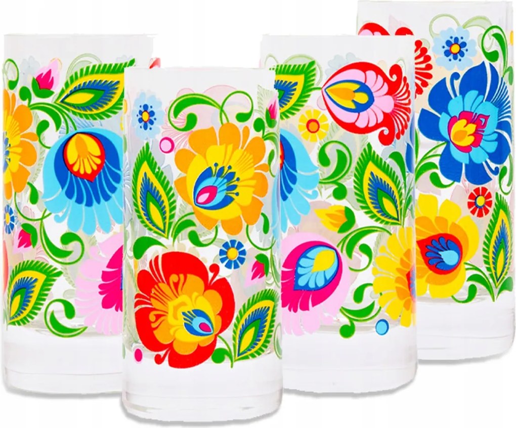 Népi virágos pálinkás poharak – 4 darab, 50 ml